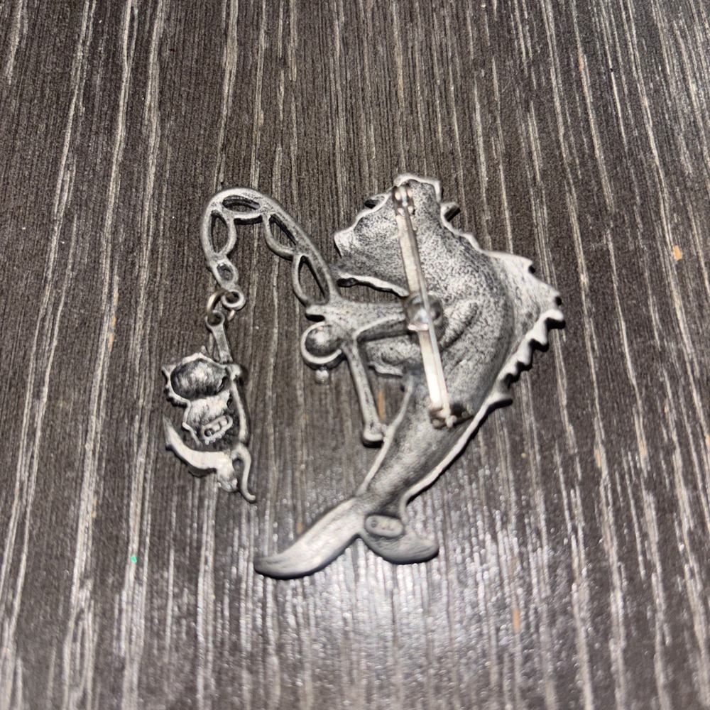 JJ Jonette Pewter Fish With Rod Catching Cat, Signed M164 - Picture 2 of 5